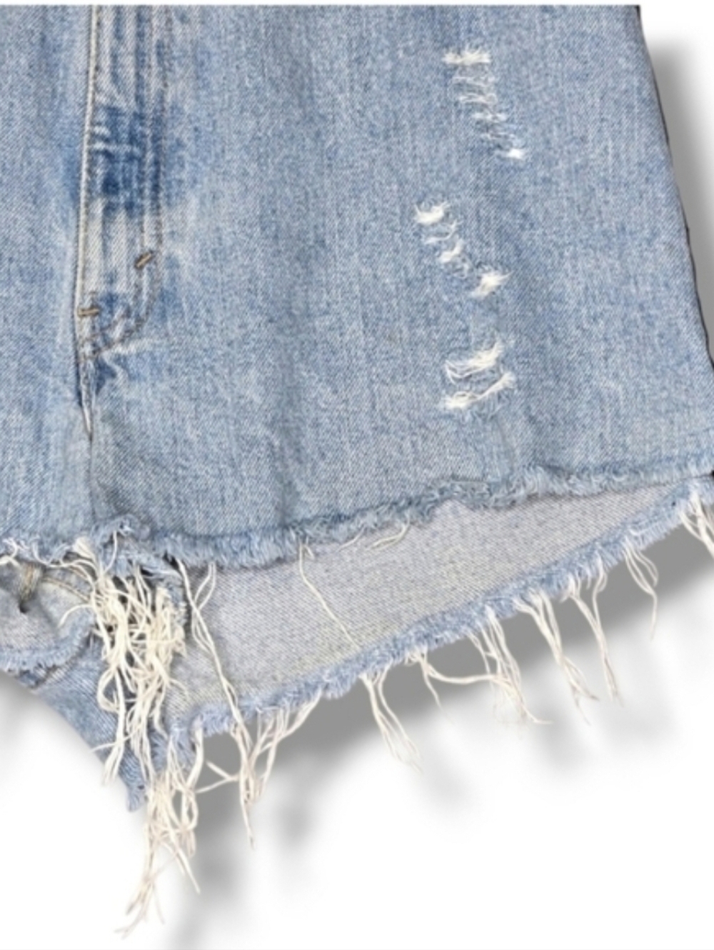 Furst Of A Kind Upcycled Levi's Jean Short Distressed Denim Side Zip Size 30 - Picture 13 of 13